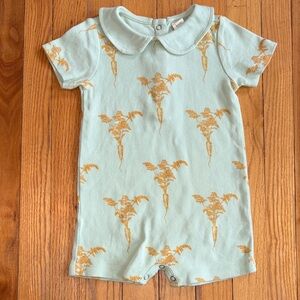 Kate Quinn Baby Romper Mint Green Carrot Print Organic Cotton 12–18M